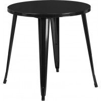 Flash Furniture CH-51090-29-BK-GG 30'' Round Metal Indoor-Outdoor Table in Black